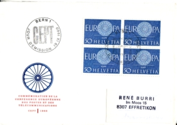 CH FDC 0721 (Viererblock) 1960 09 003 ●